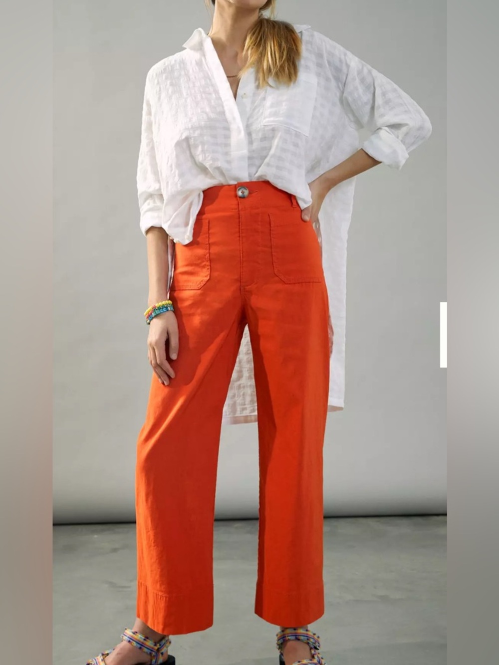 Anthropologie Mauve Colette Orange High Waisted Wide Leg Pants Size 33